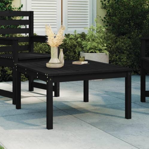 vidaXL Table de jardin noir 82,5x82,5x45 cm bois massif, Jardin & Terrasse, Ensembles de jardin, Neuf, Envoi