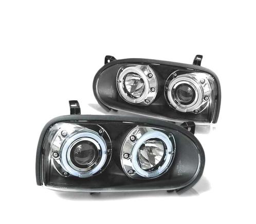 PHARES POUR VOLKSWAGEN VW GOLF 3 91-97 ANGEL EYES NOIR, Auto-onderdelen, Verlichting, Verzenden