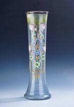 Vaas -  A large polychrome Art Nouveau vase with enamel