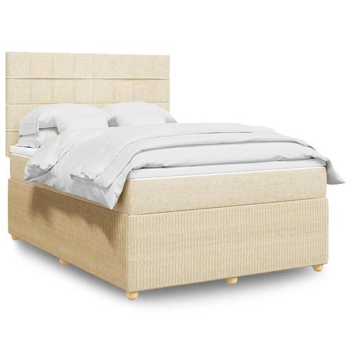 vidaXL Boxspring met matras stof crèmekleurig 160x200 cm, Huis en Inrichting, Slaapkamer | Bedden, Nieuw, Verzenden