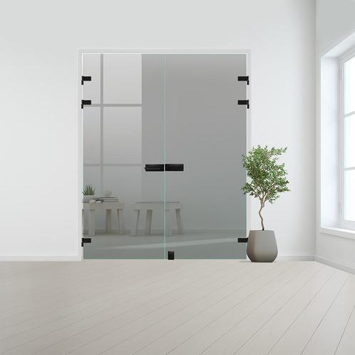 Glazen dubbele binnendeur XL voor opdek kozijn zwart beslag-, Doe-het-zelf en Bouw, Glas en Ramen, Nieuw, Verzenden