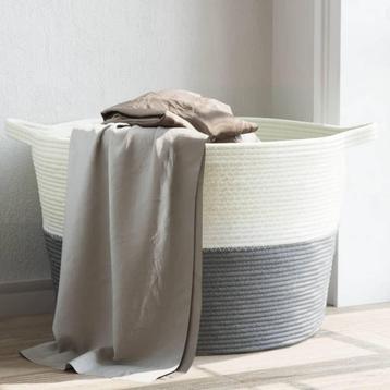 vidaXL Wasmand Ø 60x36 cm katoen grijs en wit, Verzenden