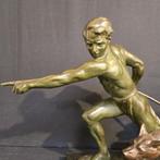 Louis Riché - Sculpture, Hondentrainer - 42 cm - Bronze, Antiquités & Art