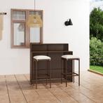 vidaXL 3-delige Tuinbarset met kussens bruin, Tuin en Terras, Verzenden, Nieuw