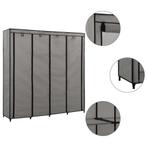 vidaXL Kledingkast met 4 vakken 175x45x170 cm grijs, Huis en Inrichting, Verzenden, Nieuw
