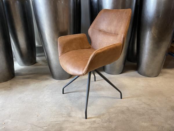 Veiling - Eetkamerstoel Mondial (set van 6) microleder - cog, Huis en Inrichting, Stoelen, Nieuw