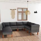 vidaXL 8-delige Loungeset met kussens poly rattan grijs, Tuin en Terras, Verzenden, Nieuw, Loungeset