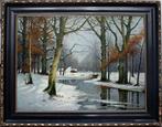 Franz Gerhard (XIX) - Monumental Winter landscape, Antiek en Kunst