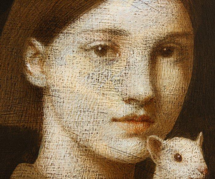 Michal Lukasiewicz - Woman With Her Pet I, Antiquités & Art, Art | Peinture | Moderne