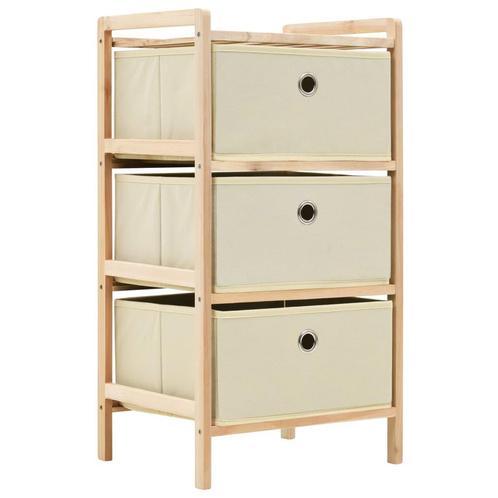 vidaXL Opbergmeubel met 3 stoffen manden cederhout beige, Huis en Inrichting, Kasten | Overige, Nieuw, Verzenden
