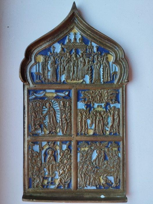 Icoon - Brons, Emaille, Antiquités & Art, Art | Art non-occidental