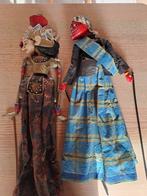 Wayang Golek : marionnettes à tige - Bois, batik coton -, Antiek en Kunst