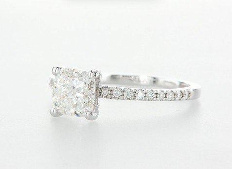 Zonder minimumprijs - Verlovingsring - 14 karaat Witgoud, Handtassen en Accessoires, Antieke sieraden