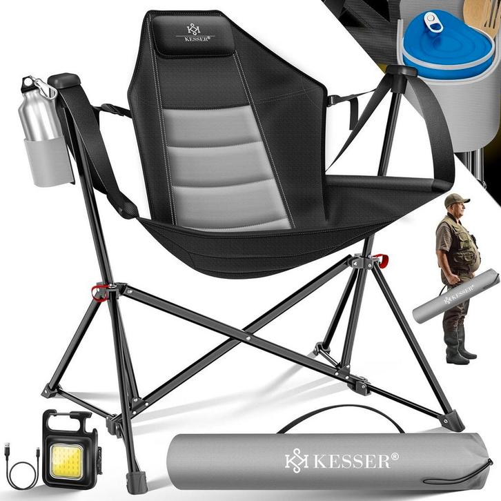 KESSER® Campingstoel, opvouwbaar tot 160 kg, visstoel, klaps, Caravanes & Camping, Meubles de camping, Envoi