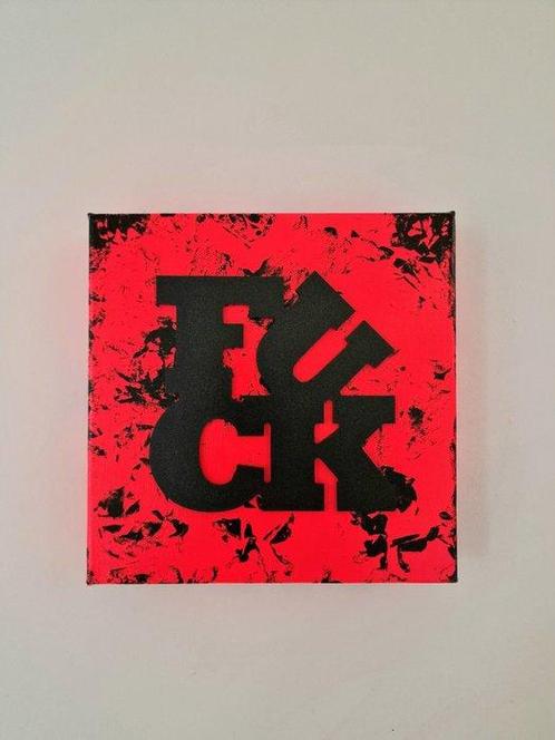 Daavid - NO RESERVE PRICE FUCK ORANGE ET NOIR, Antiek en Kunst, Kunst | Schilderijen | Modern
