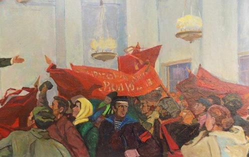 Malishevski Yuri Ivanovich (1933 - 1993) - Comizio con Lenin, Antiek en Kunst, Kunst | Schilderijen | Klassiek