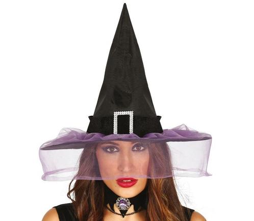 Halloween Heksenhoed Sluier Paars, Hobby en Vrije tijd, Feestartikelen, Nieuw, Verzenden