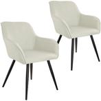 tectake Set van 2 eetkamerstoelen Marilyn linnenlook, zwarte, Huis en Inrichting, Verzenden, Nieuw