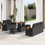 vidaXL Tuinbank Set 8 pcs Zwart Poly riet en gepoedercoat, Tuin en Terras, Verzenden, Nieuw