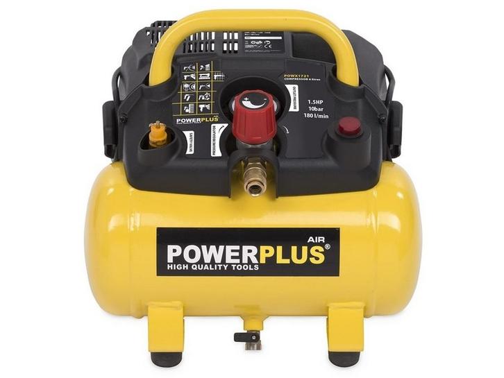 Powerplus POWX1721 - Compressor - 6 liter tank - 180 l/min, Bricolage & Construction, Outillage | Foreuses, Envoi