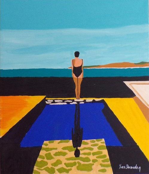 Yves Decaudan - Le grand plongeon, Antiek en Kunst, Kunst | Schilderijen | Modern