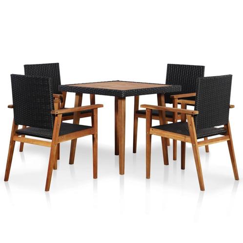 vidaXL 5-delige Tuinset poly rattan zwart en bruin, Tuin en Terras, Tuinsets en Loungesets, Tuinset, Nieuw, Verzenden