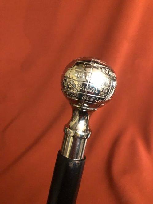 Canne - Mapamundi - earth globe walking stick - laiton, Antiquités & Art, Antiquités | Autres Antiquités