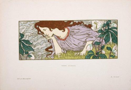 Eugène Grasset (1845-1917) - Anxiété, Antiek en Kunst, Kunst | Designobjecten