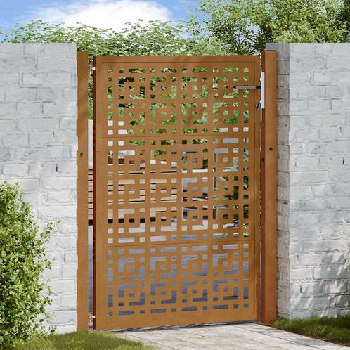 vidaXL Poort met kruisontwerp 105x130 cm weervast staal, Tuin en Terras, Tuinpoorten, Nieuw, Verzenden