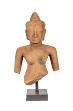 Khmer Lopburi Steen Godheid Torso. Erg groot. - 55 cm, Verzamelen