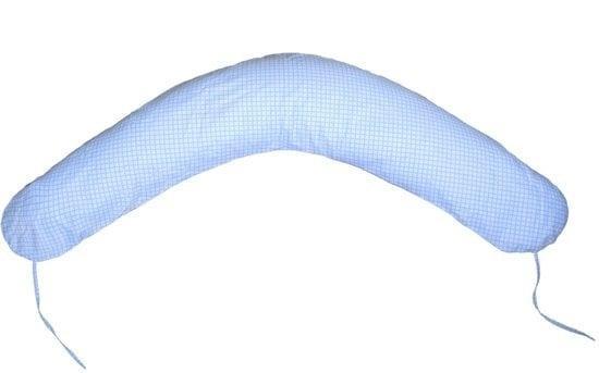 Voedingskussen 100% katoen - 145 cm - blauw geruit, Kinderen en Baby's, Babyvoeding en Toebehoren, Nieuw, Ophalen of Verzenden