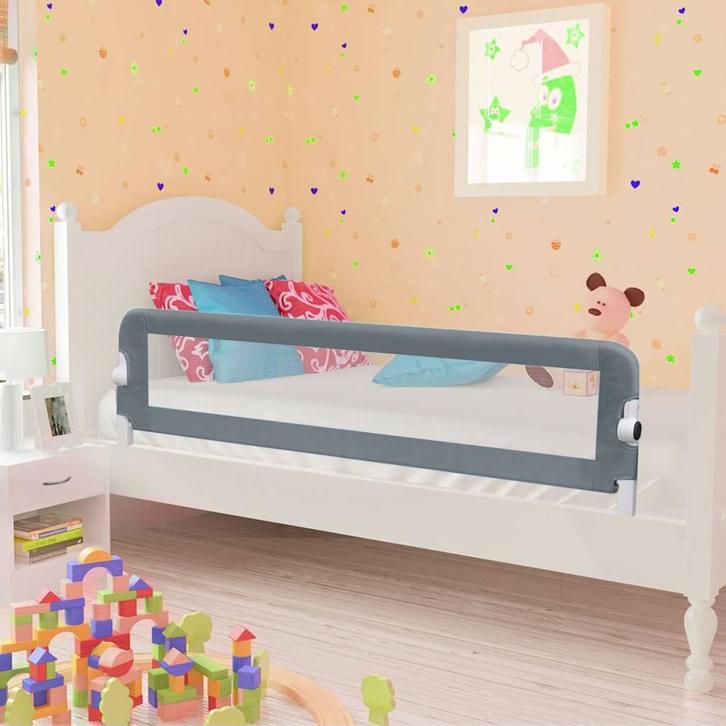 vidaXL Bedhekje peuter 150x42 cm polyester grijs, Kinderen en Baby's, Traphekjes, Nieuw, Verzenden