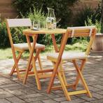 vidaXL Tuin Bistro Set met kussen 3 pcs Bruin Massief, Tuin en Terras, Verzenden, Nieuw
