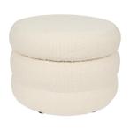 Pouf de rangement en teddy - blanc - 53,5 x 38,5 cm (Ø x h), Maison & Meubles, Canapés | Repose-pieds & Poufs, Verzenden, Neuf