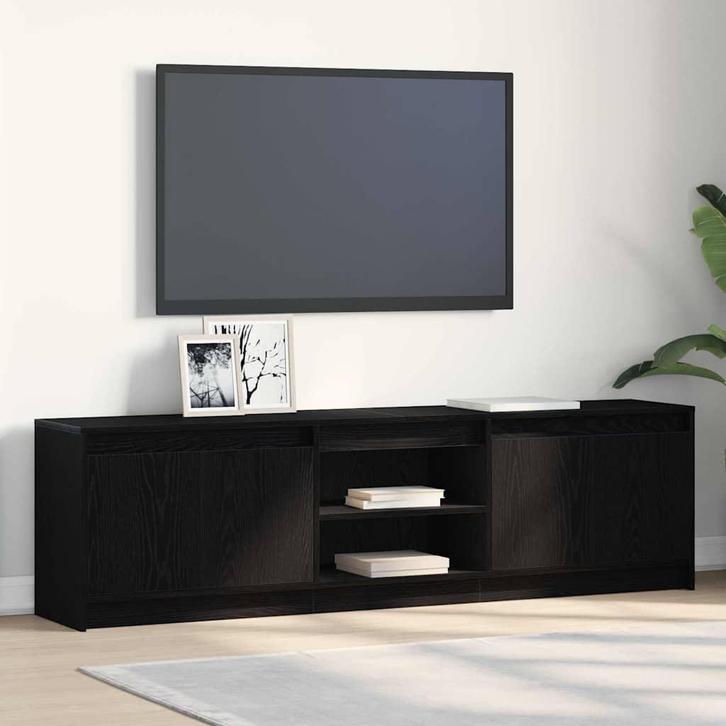 vidaXL TV Kast Zwart 182 x 34 x 50 cm Bewerkt hout, Huis en Inrichting, Kasten |Televisiemeubels, Nieuw, Verzenden