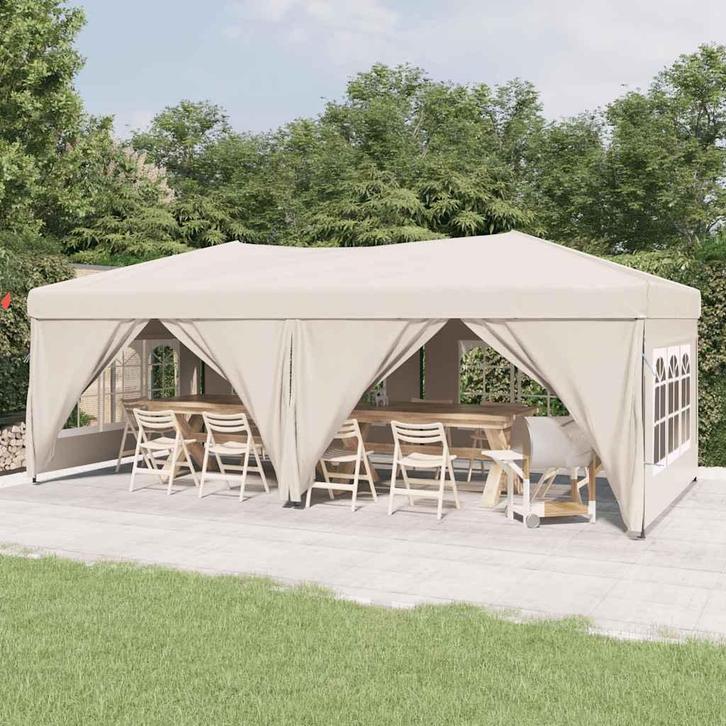 vidaXL Partytent inklapbaar met zijwanden 3x6 m crèmekleurig, Tuin en Terras, Partytenten, Nieuw, Verzenden