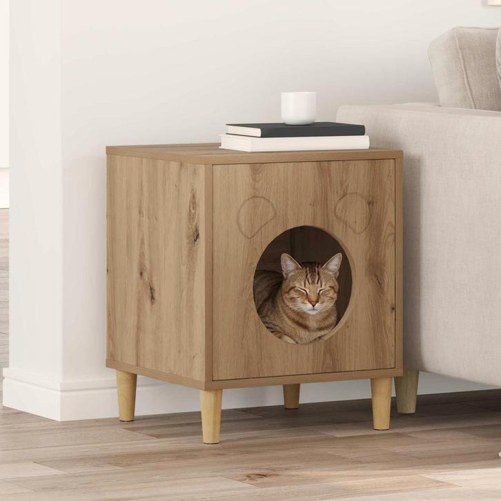 vidaXL Kattenhuis Ambachtelijk Eiken 42,5 x 40 x 53 cm, Dieren en Toebehoren, Katten-accessoires, Nieuw, Verzenden