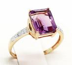 Zonder Minimumprijs - Ring - 14 karaat Geel goud Amethist -, Handtassen en Accessoires, Ringen, Nieuw