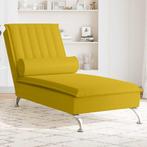 vidaXL Massage chaise longue met bolster fluweel geel, Verzenden, Nieuw
