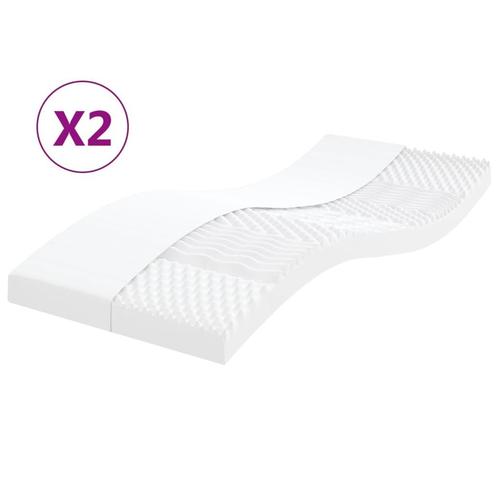 vidaXL Schuimmatrassen 2 st 7 zones hardheid 20 ILD 90x190, Huis en Inrichting, Slaapkamer | Matrassen en Bedbodems, Nieuw, Verzenden