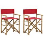 vidaXL Regisseursstoelen 2 st inklapbaar rood bamboe en stof, Tuin en Terras, Verzenden, Nieuw