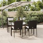 vidaXL 5-delige Tuinset met kussens poly rattan zwart, Verzenden, Nieuw, Tuinset