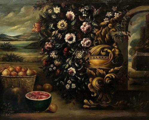 École Européene (XIX-XX) - Nature Morte aux Fruits et Fleurs, Antiek en Kunst, Kunst | Schilderijen | Klassiek