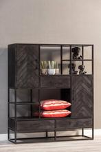 Vakkenkast Mangohout Kjeld 120 Zwart, Huis en Inrichting, Kasten | Boekenkasten, Verzenden, Nieuw