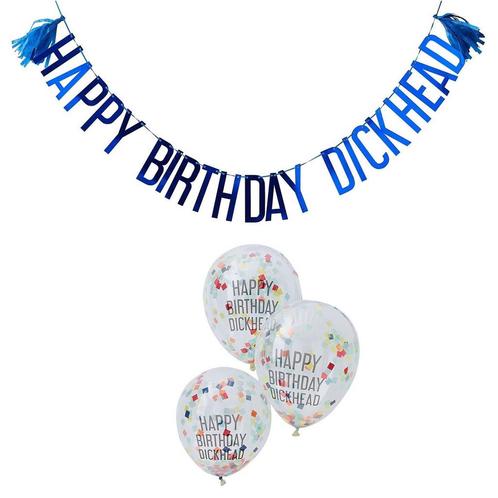 Blauwe Ballonnen Set Happy Birthday Dickhead 2,5m, Hobby & Loisirs créatifs, Articles de fête, Envoi