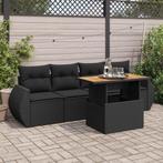 vidaXL Salon de jardin 5 pcs avec coussins noir résine, Verzenden, Neuf, Salons de jardin