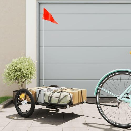 vidaXL Fietstrailer 126x63x34 cm ijzer zwart, Fietsen en Brommers, Fietsaccessoires | Aanhangwagens en Karren, Nieuw, Verzenden
