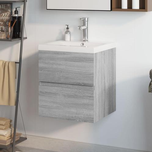 vidaXL Meuble lavabo avec bassin intégré Sonoma gris, Maison & Meubles, Tables | Coiffeuses, Neuf, Envoi