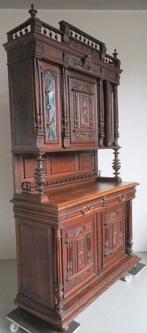 Buffetkast - Walnoot, Glas-in-lood, Koper