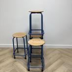 complete set 4x schoolkruk,  zithoogte 55 cm,  beuken -, Huis en Inrichting, Barkrukken, Gebruikt, Hout